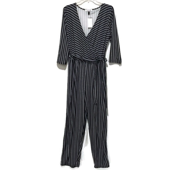 plus size pinstripe jumpsuit